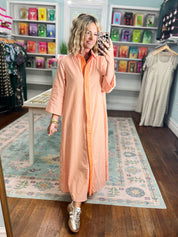 Minimal Muse Striped Midi Dress - Orange