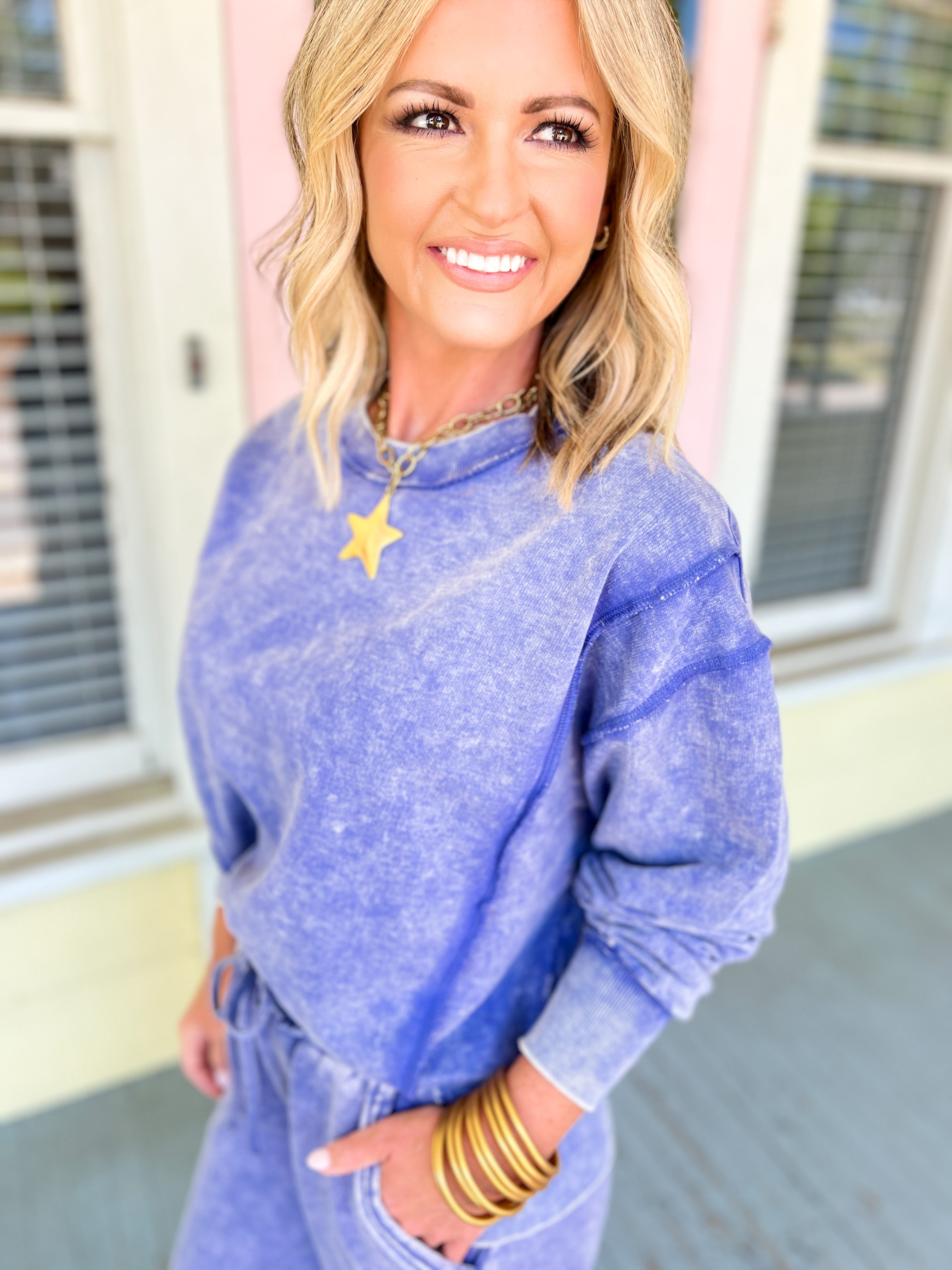 Long Way Home Acid Wash Top - Marlin