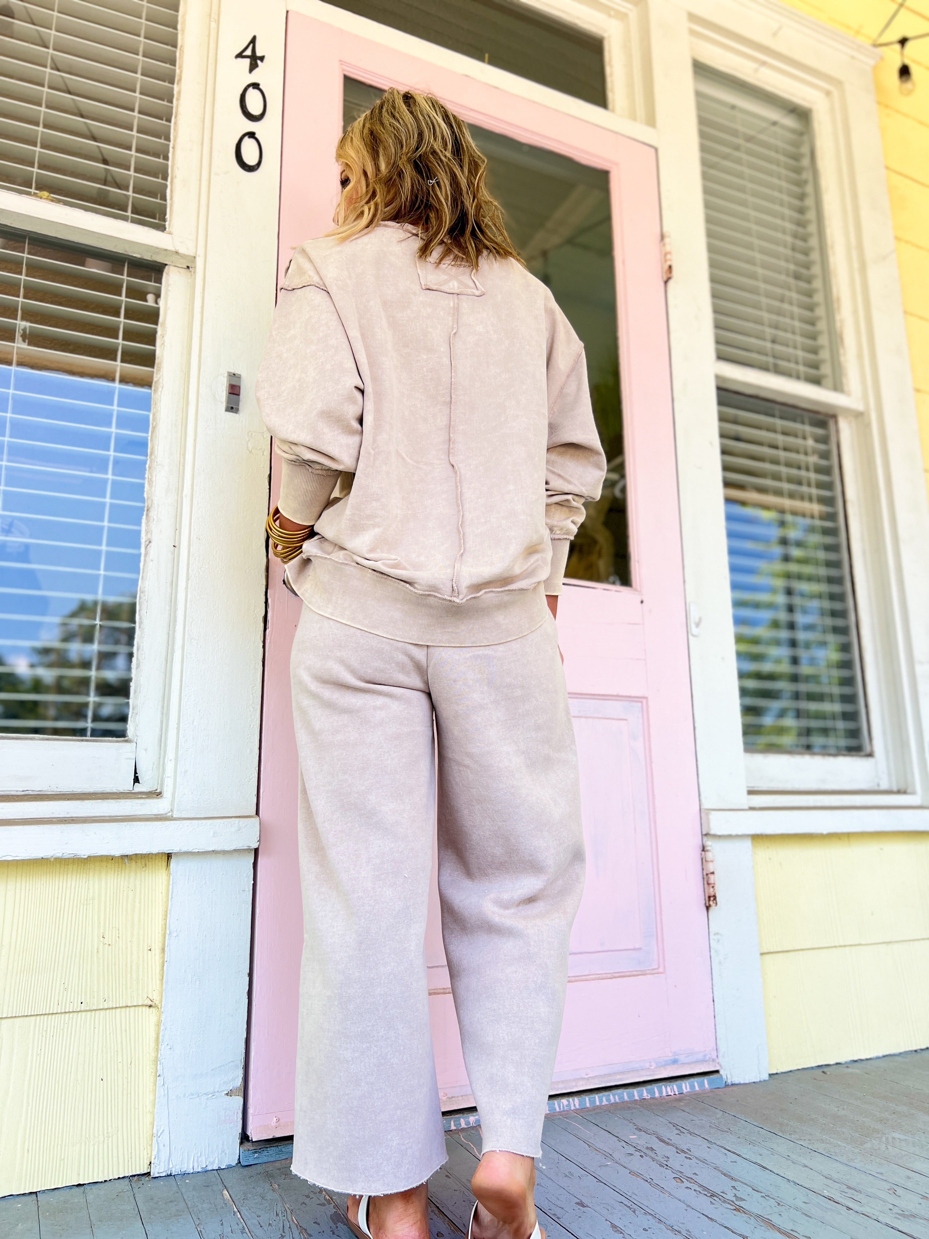 My Own Journey Palazzo Sweatpants -Ash Mocha