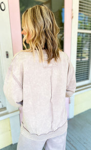 Long Way Home Acid Wash Top - Ash Mocha