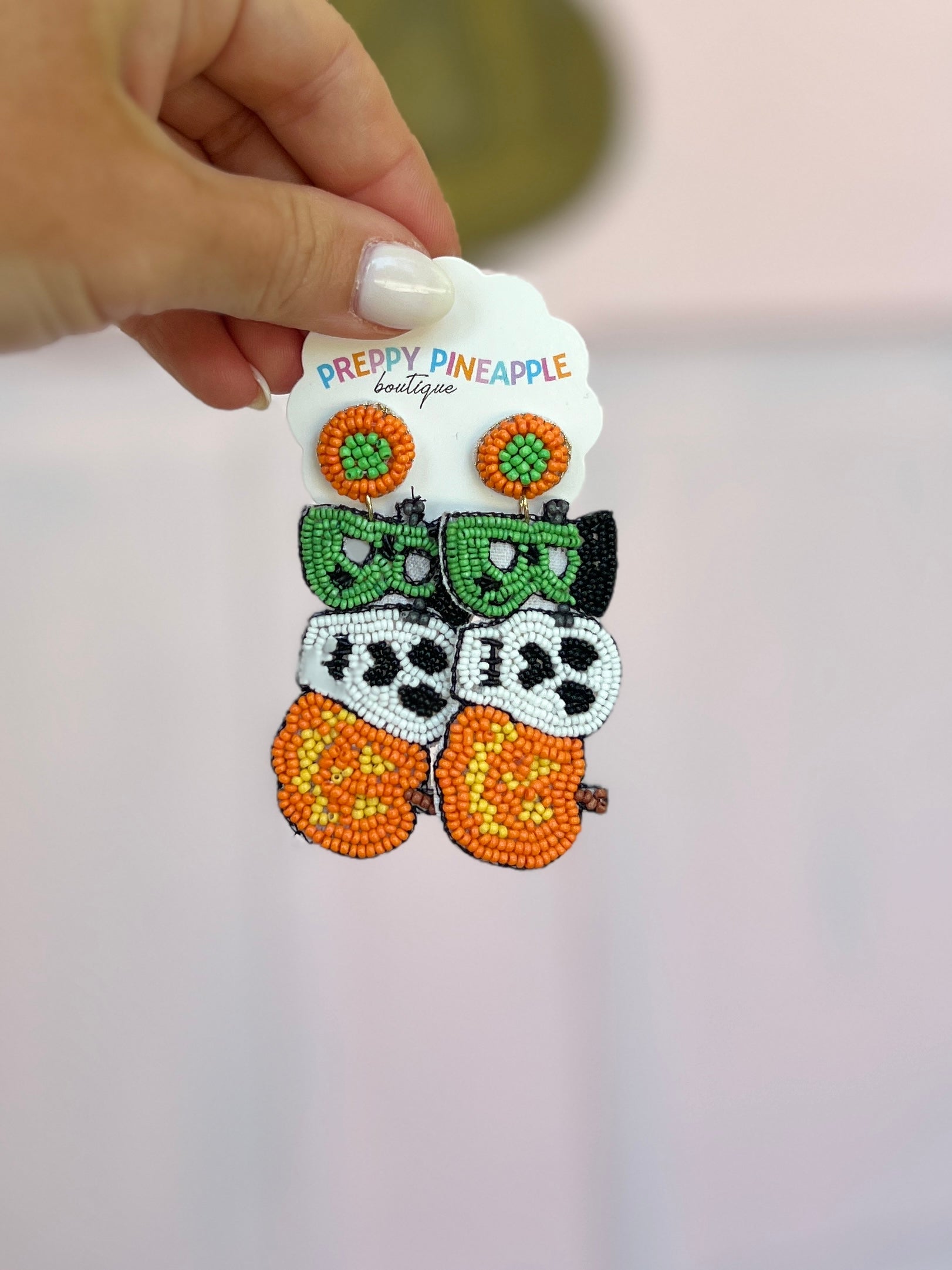 BOO Pumpkin & Skull Drop Earrings