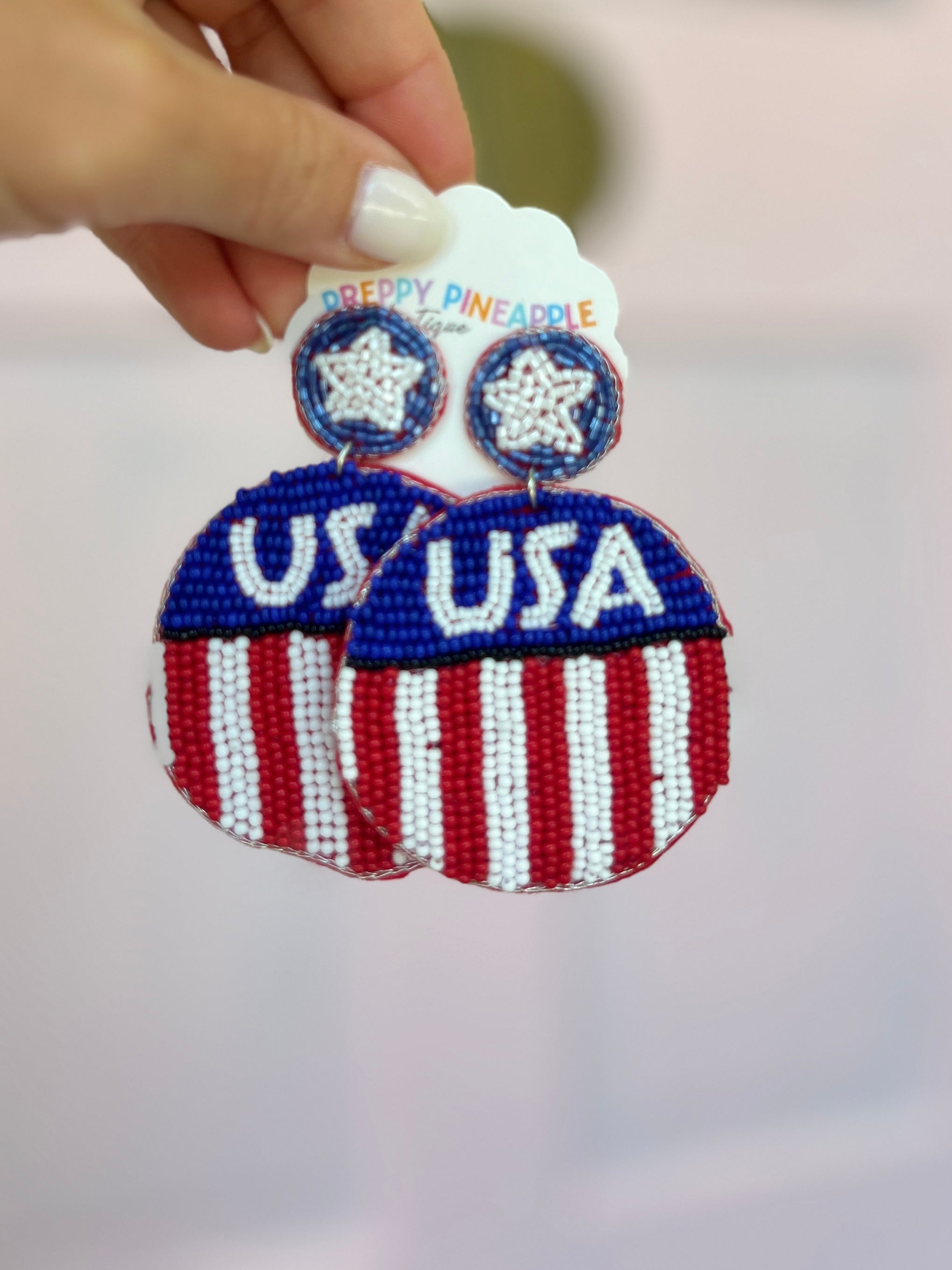 USA Flag Disc Earrings