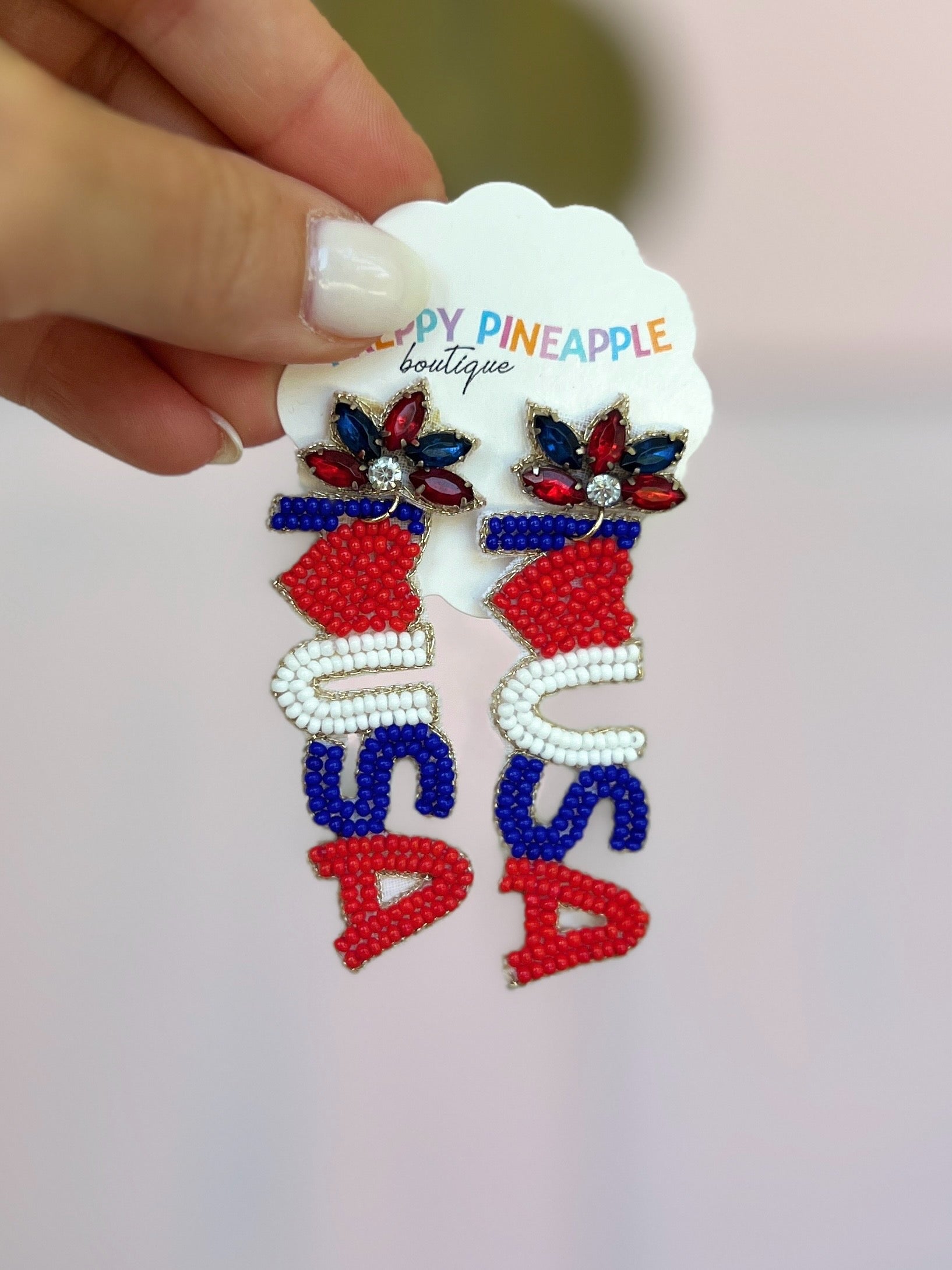 Heart USA Beaded Earrings