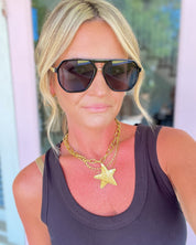 Classic Straight Aviator Sunglasses