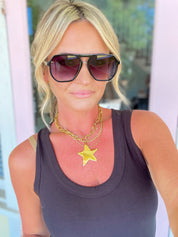 Classic Straight Aviator Sunglasses