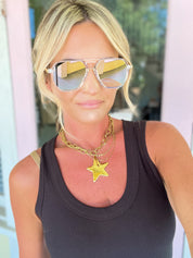 Classic Straight Aviator Sunglasses