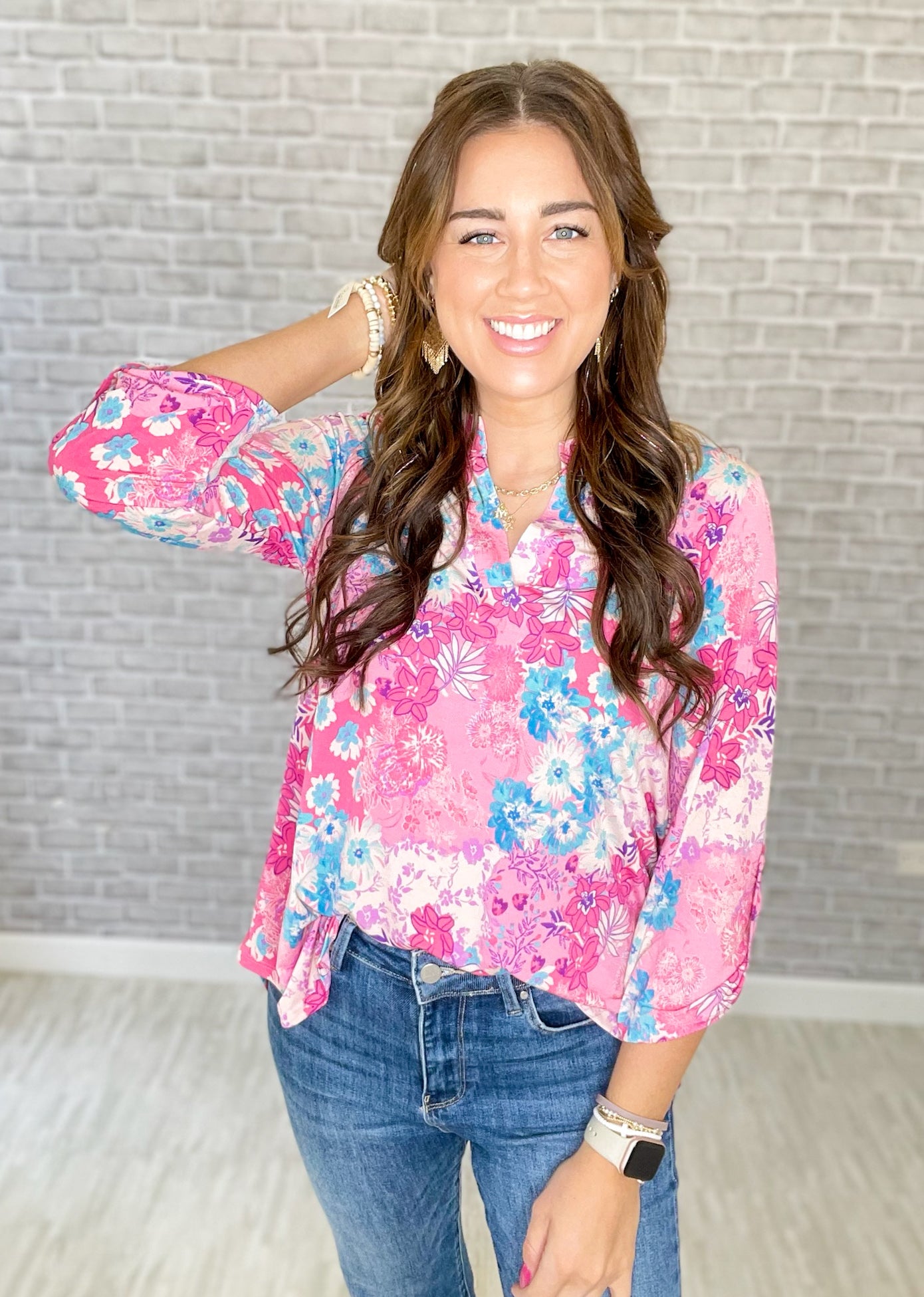 Dear Scarlett Lizzy Top - Pink Floral