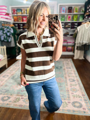By Chance Striped Sweater Top - Brown