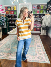 By Chance Striped Sweater Top - Mustard