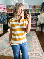 By Chance Striped Sweater Top - Mustard