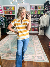 By Chance Striped Sweater Top - Mustard