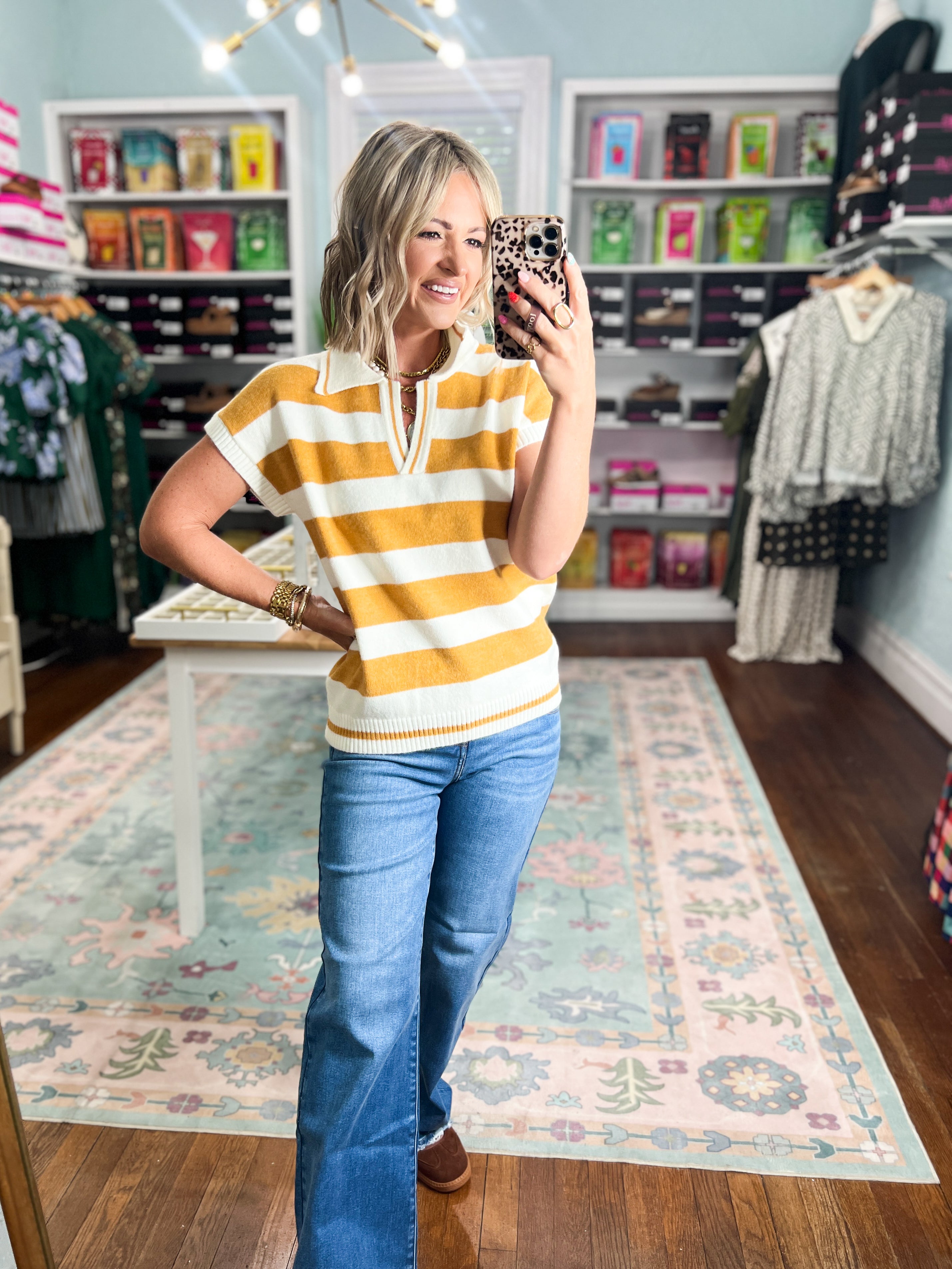 By Chance Striped Sweater Top - Mustard