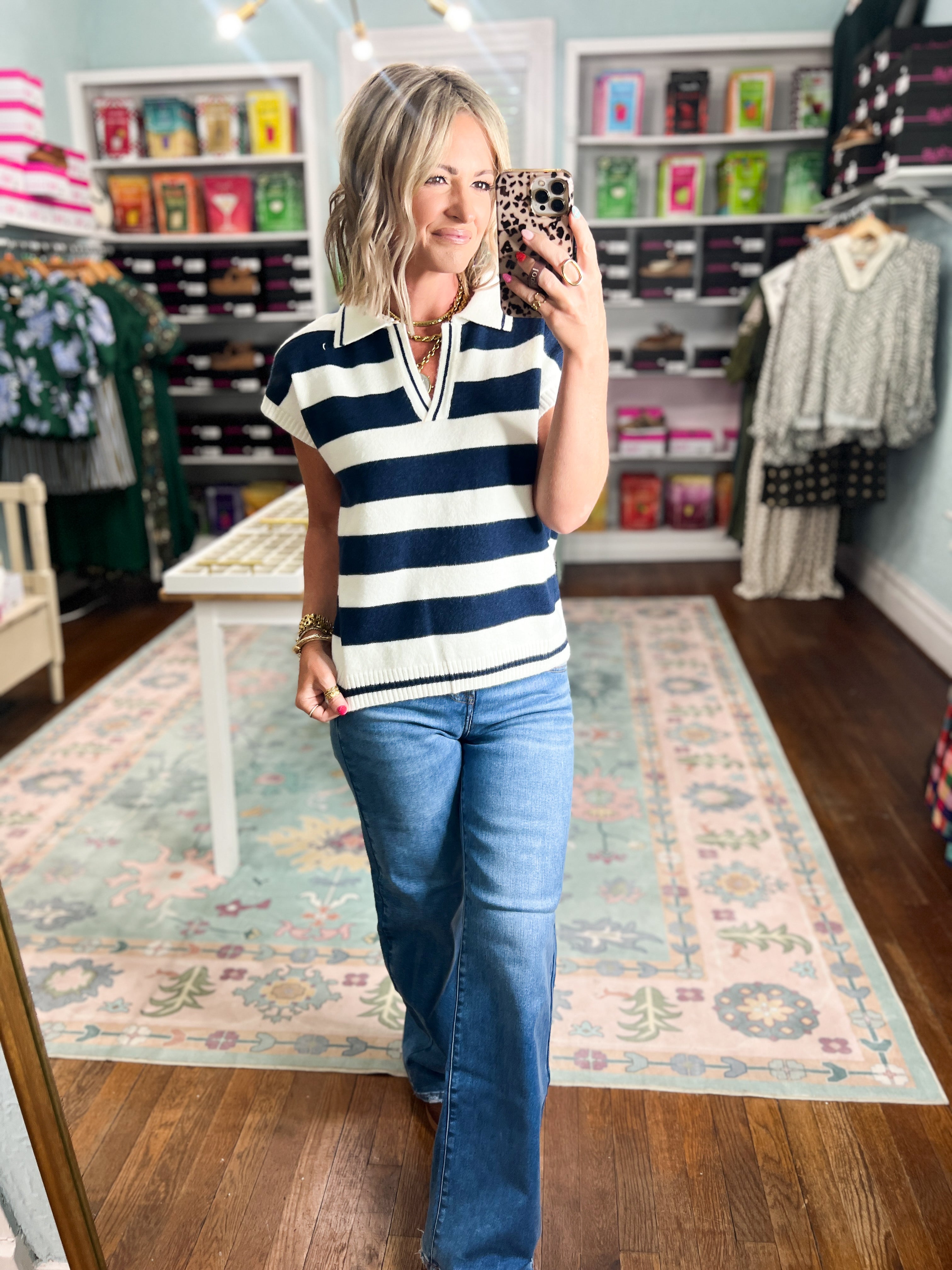 By Chance Striped Sweater Top - Navy