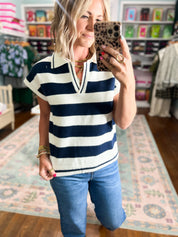 By Chance Striped Sweater Top - Navy
