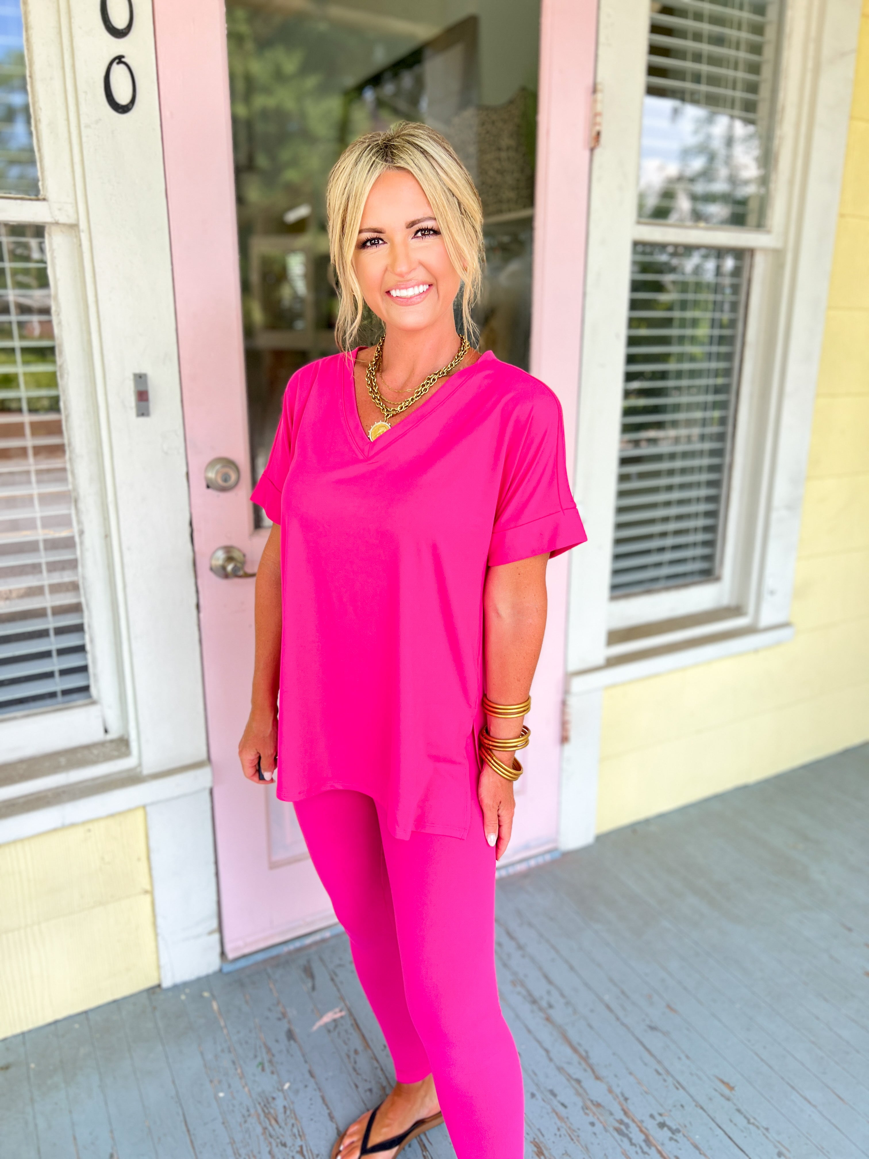 Slow Mornings Loungewear Set - Hot Pink