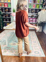 Focus On You Short Sleeve Sweater - Heather Rust