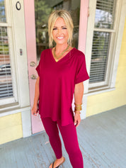 Slow Mornings Loungewear Set - Cabernet