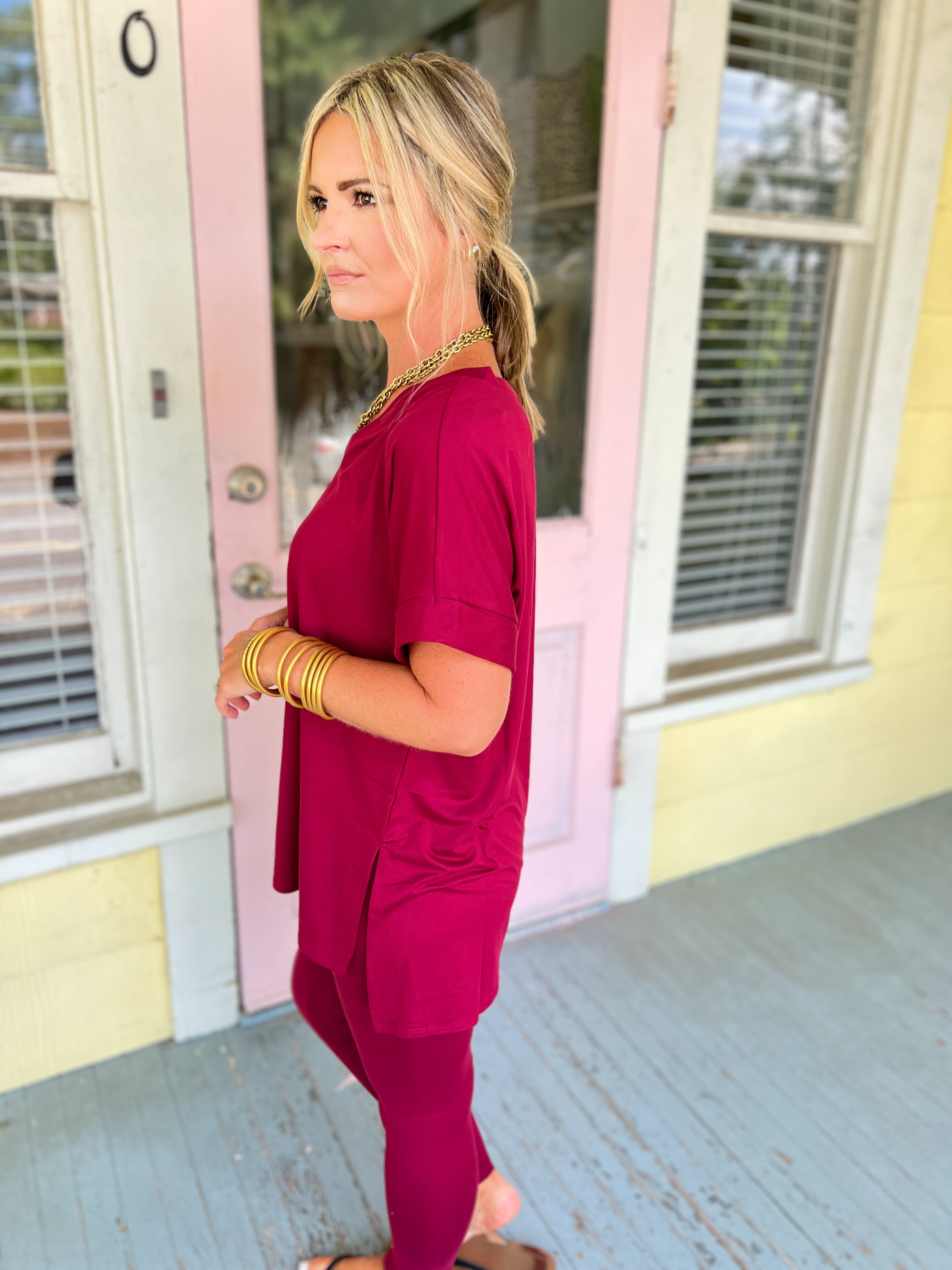 Slow Mornings Loungewear Set - Cabernet