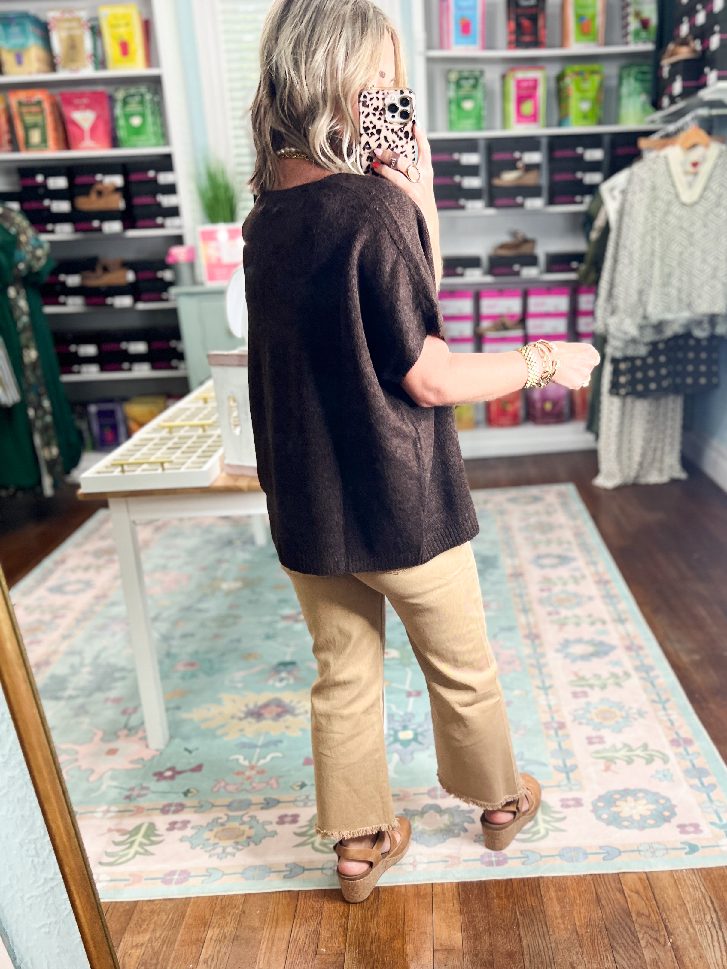 Focus On You Short Sleeve Sweater - Dk. Brown