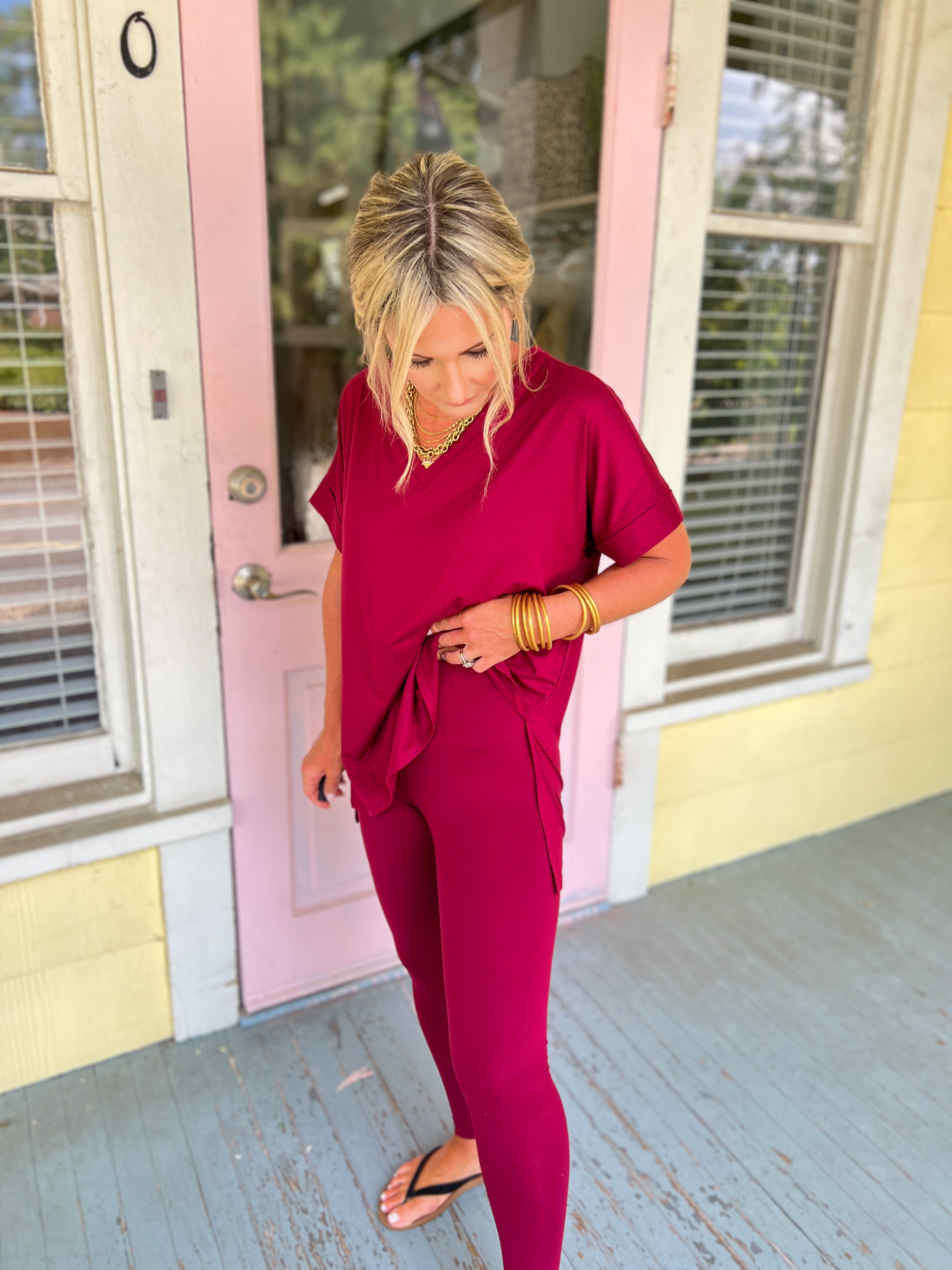 Slow Mornings Loungewear Set - Cabernet