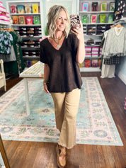 Focus On You Short Sleeve Sweater - Dk. Brown