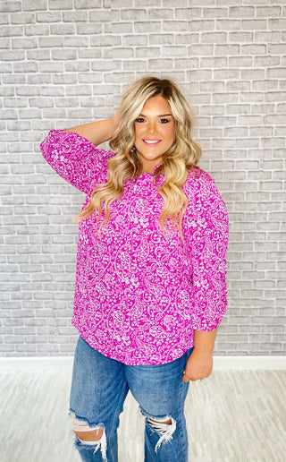 The Lizzy Top - Paisley Magenta