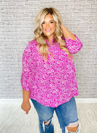 The Lizzy Top - Paisley Magenta