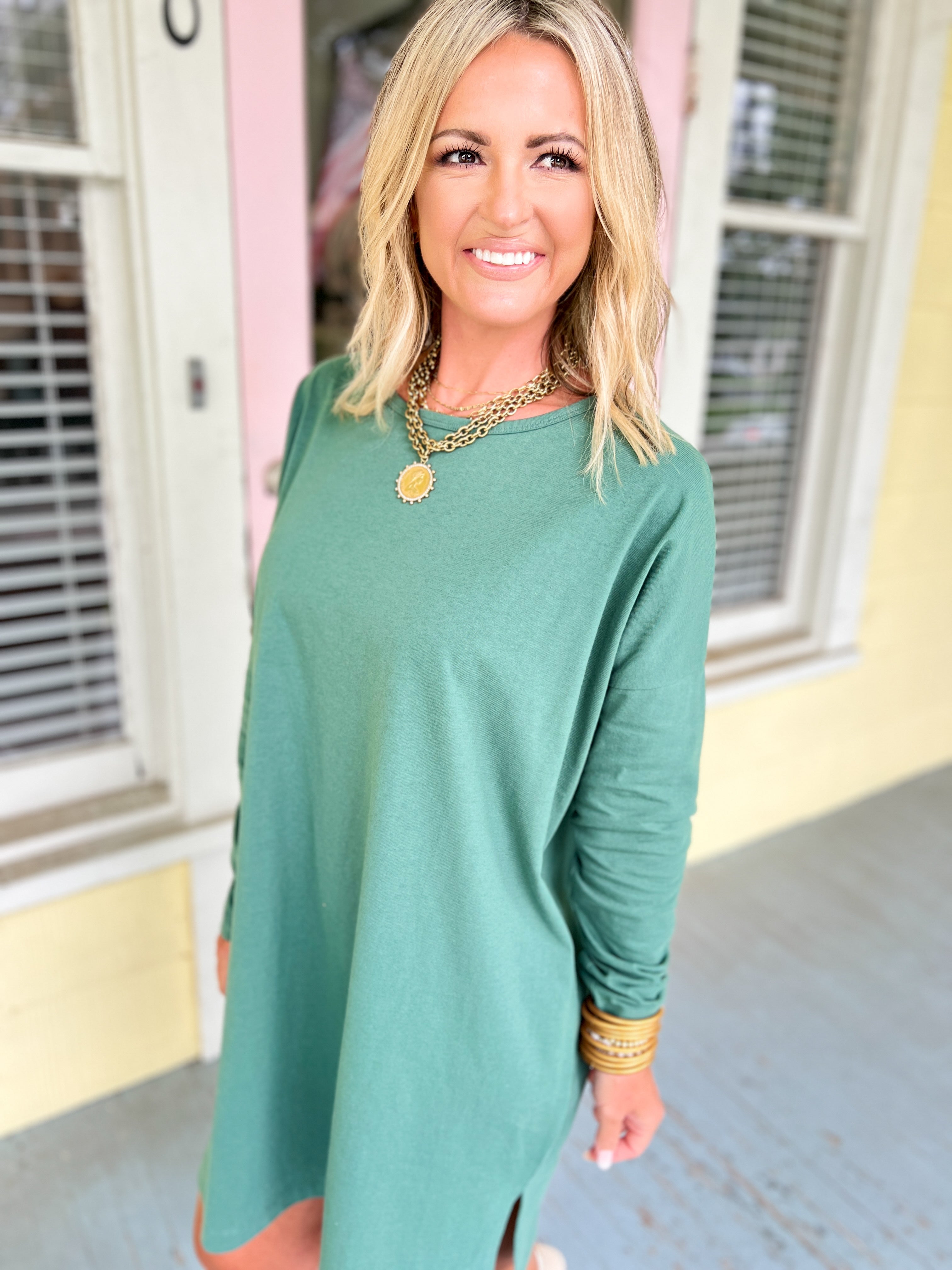 Relaxing Perfection Midi Dress - Gray Green