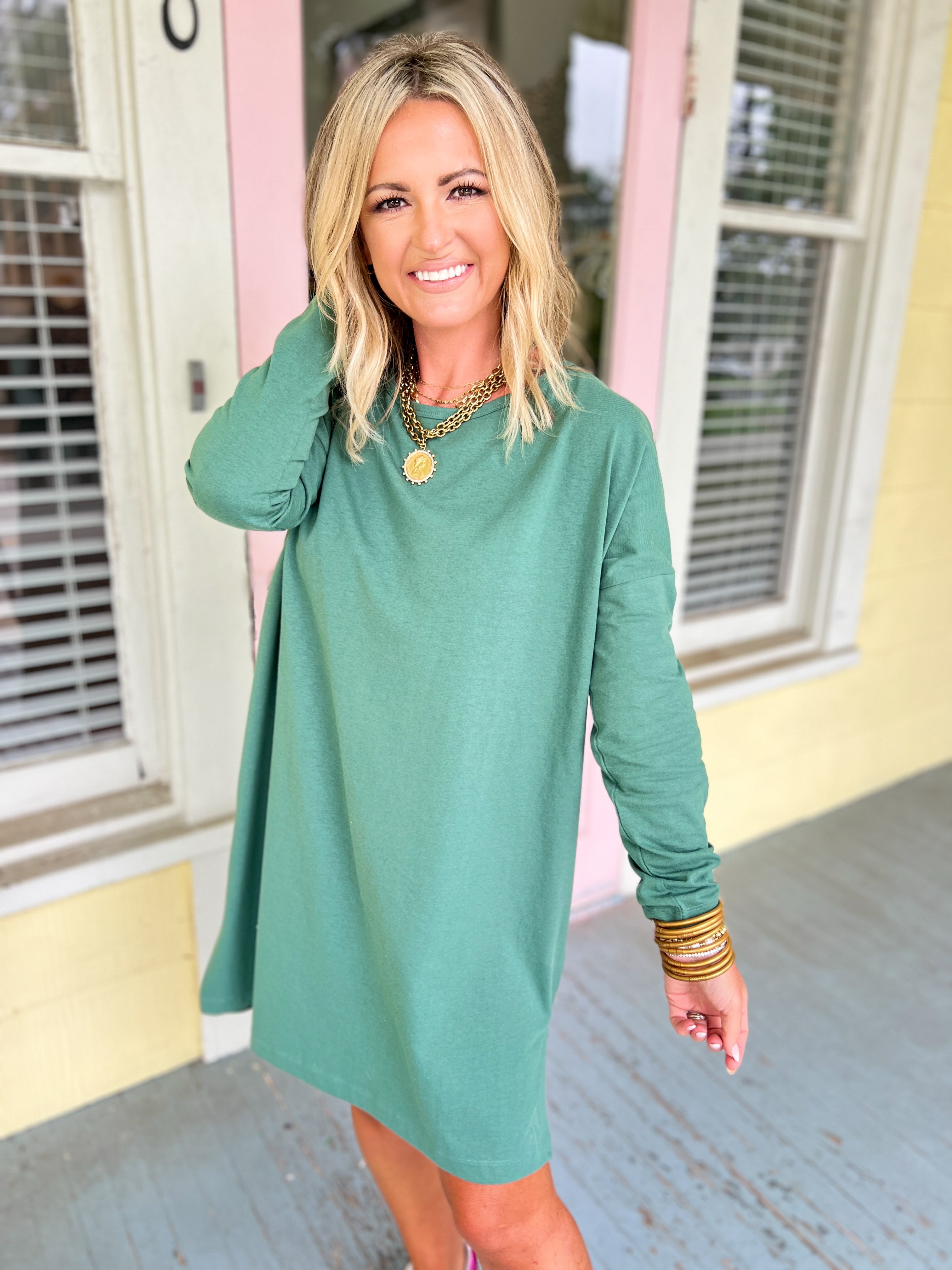 Relaxing Perfection Midi Dress - Gray Green