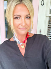 Lillie Scarf Charm Necklace - Red/White