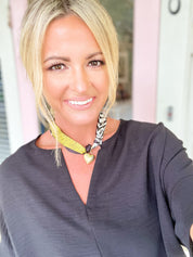 Lillie Scarf Charm Necklace - Brown/Gold