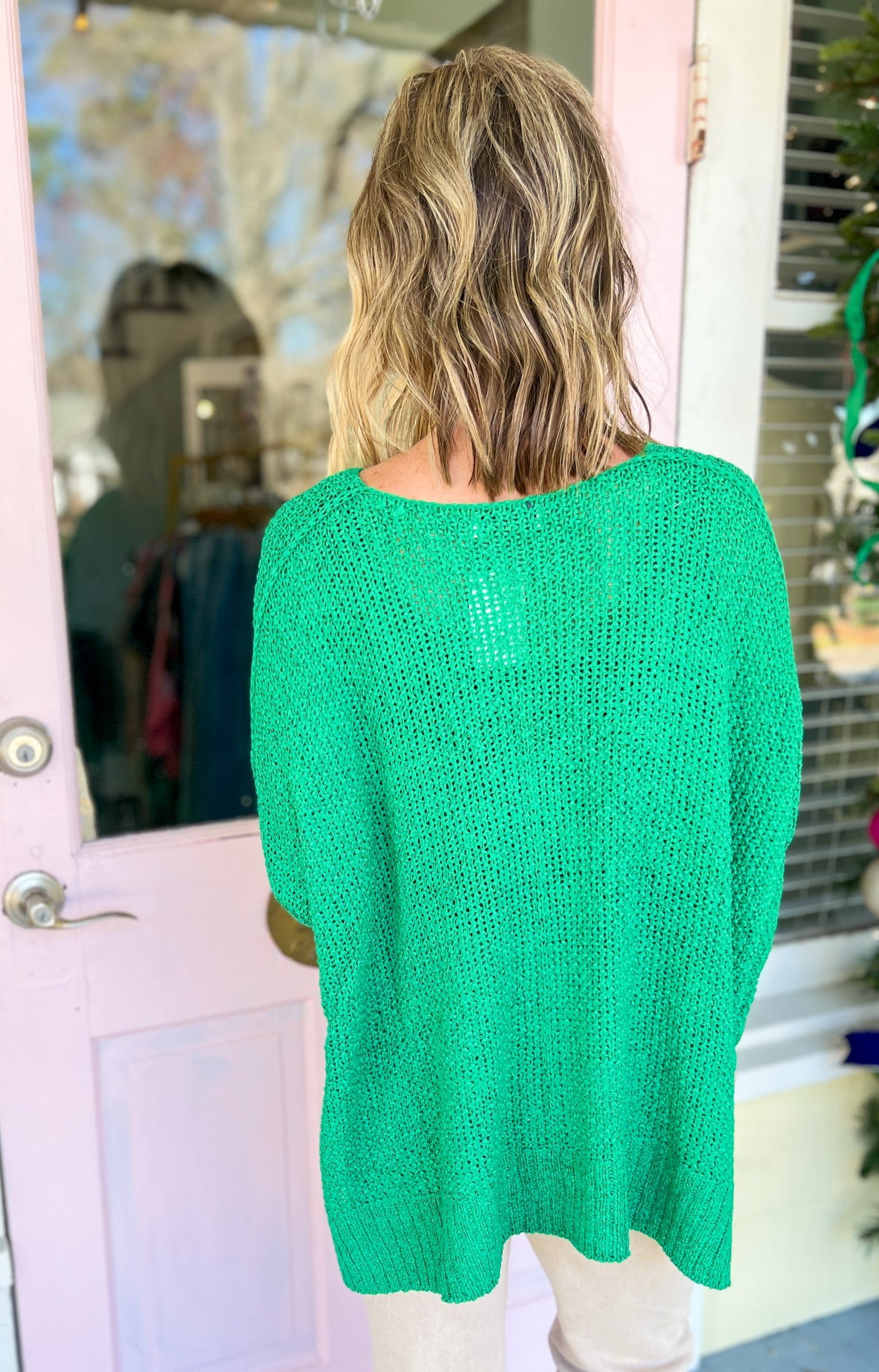 Why Not Dolman Sleeve Sweater Top - Kelly Green