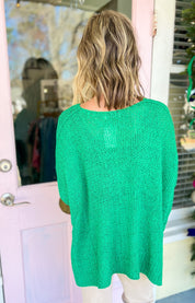 Why Not Dolman Sleeve Sweater Top - Kelly Green