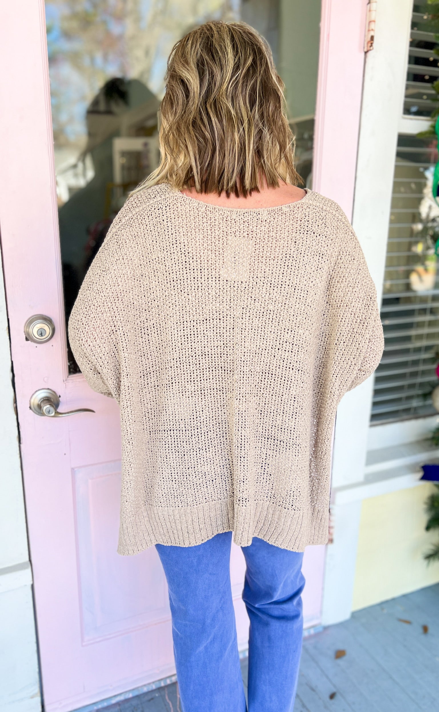 Why Not Dolman Sleeve Sweater Top - Lt. Mocha