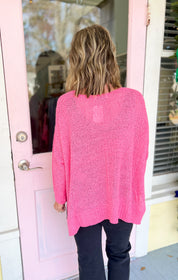 Why Not Dolman Sleeve Sweater Top - Fuchsia