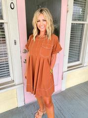 Precisely Adorable Pleated Mini Dress - Ginger