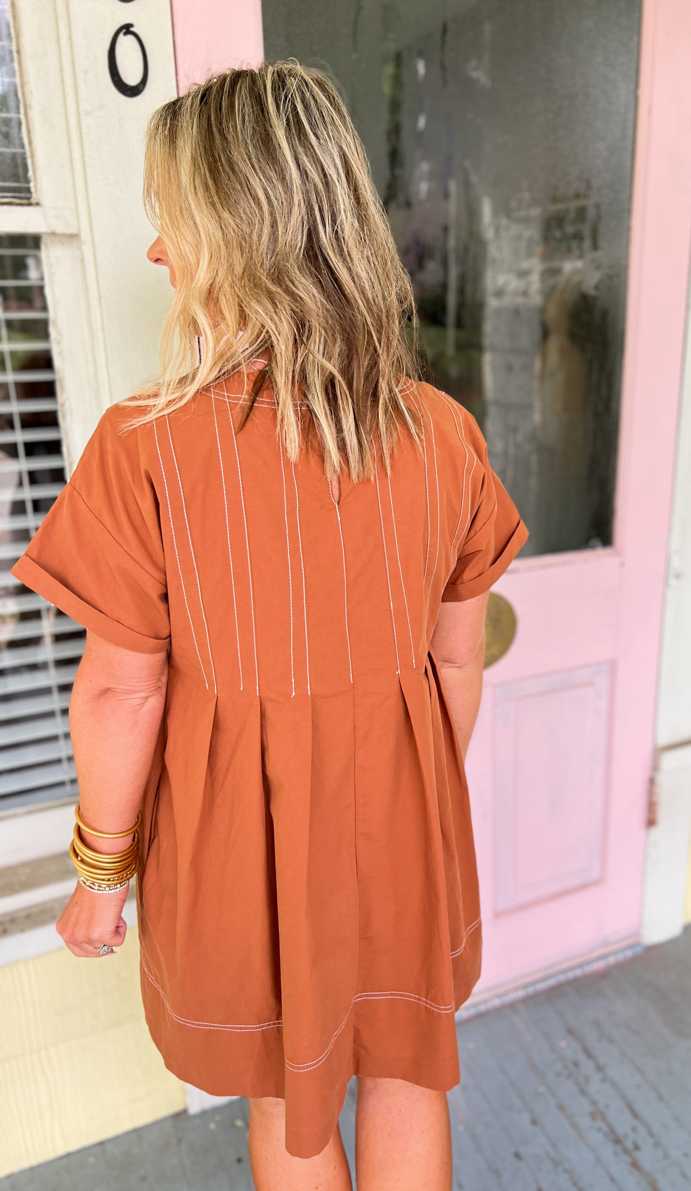 Precisely Adorable Pleated Mini Dress - Ginger