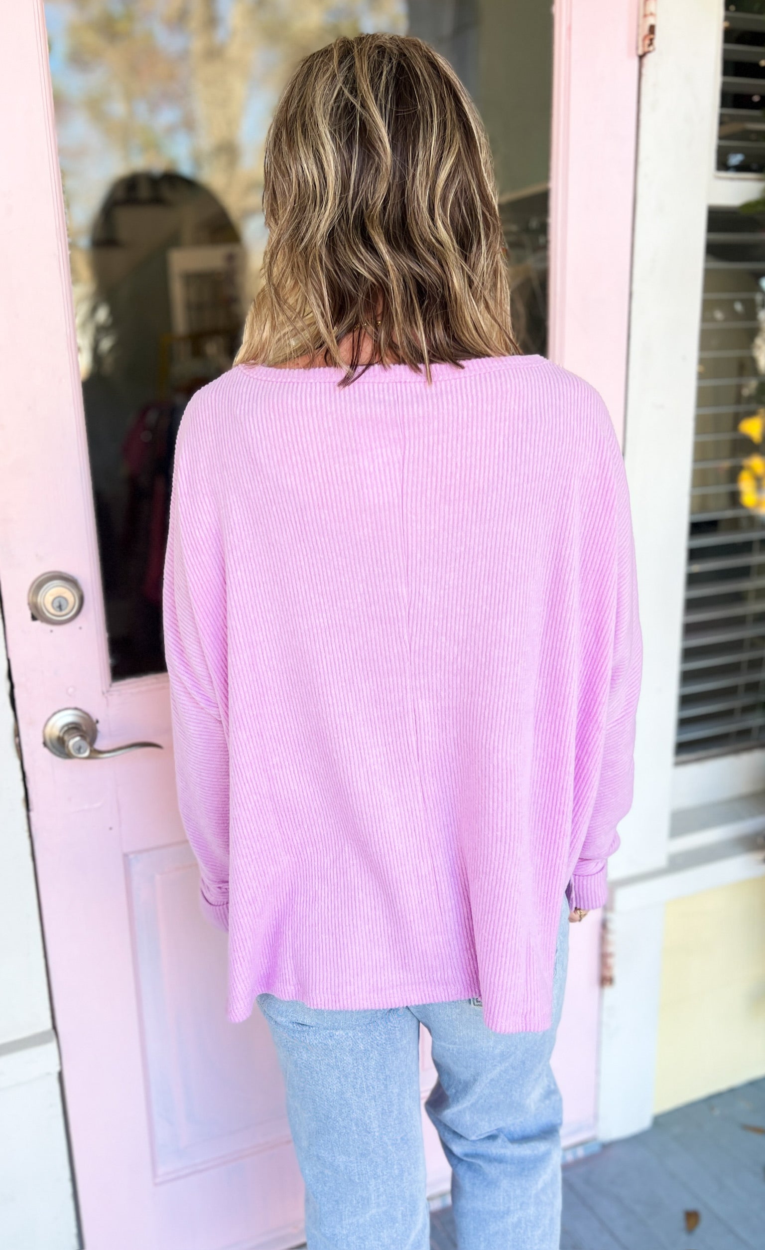 Right Down The Middle Dolman Top - Mauve