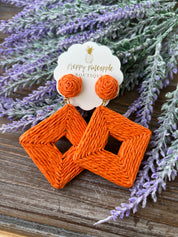 Raffia Square Drop Earrings