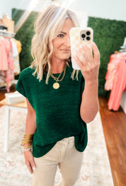 Beyond the Rainbow Crew Neck Top - Hunter Green