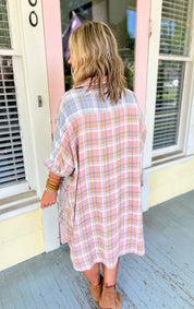 Getting My Plaid On Button Down Dress Top
