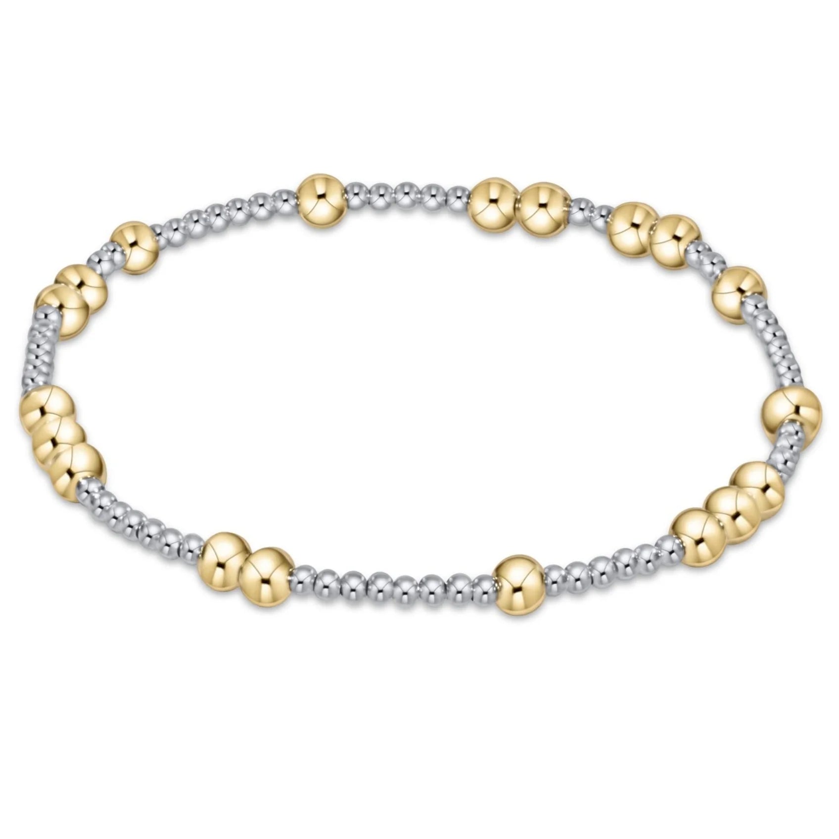 Mixed-metal beaded bracelet with gold-tone and silver-tone round claspless beads