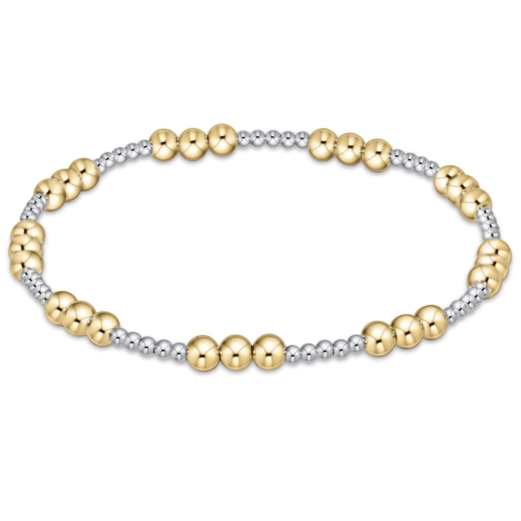 Mixed-metal 4mm bead bracelet with gold and silver round beads