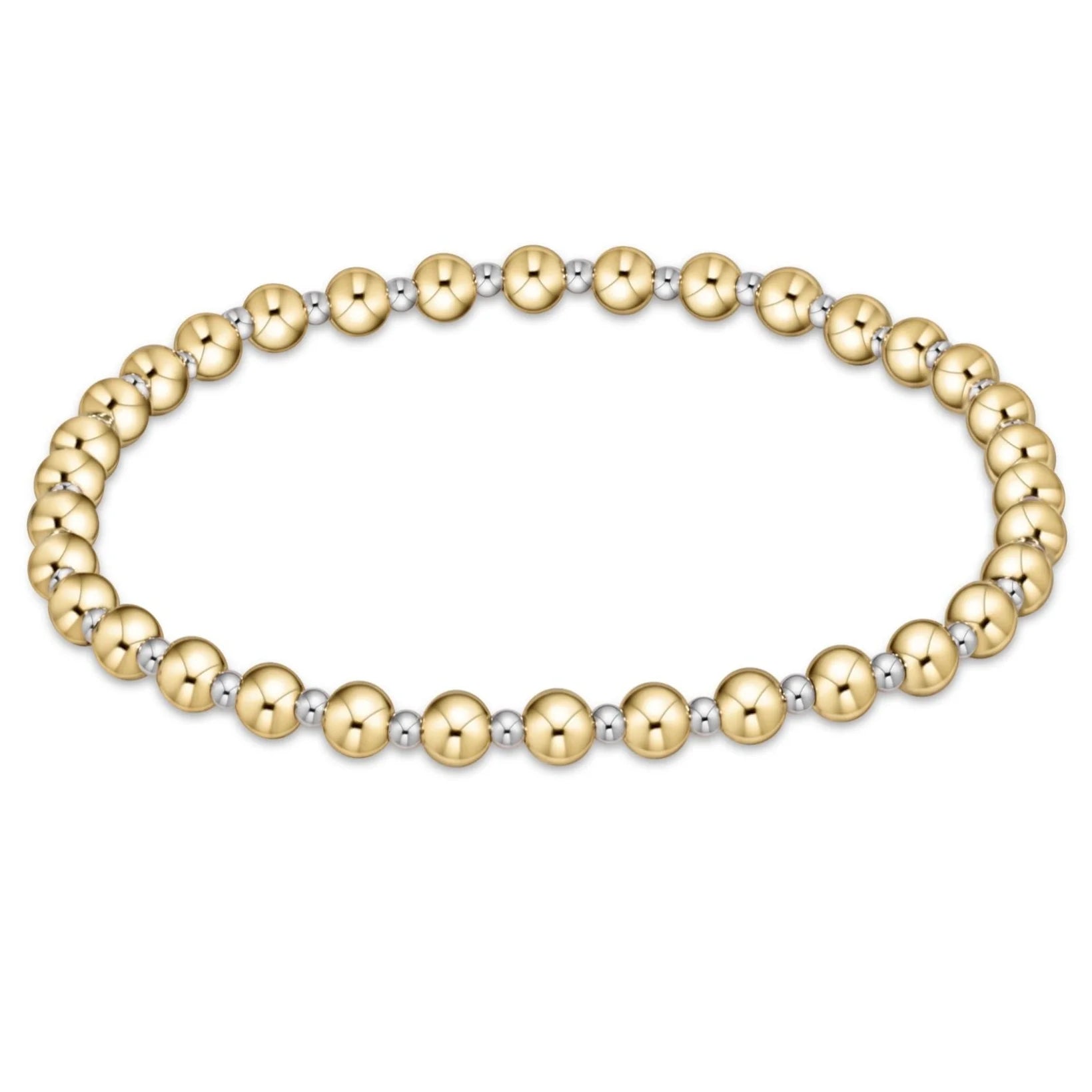Mixed-metal beaded bracelet with round gold and silver 4mm beads