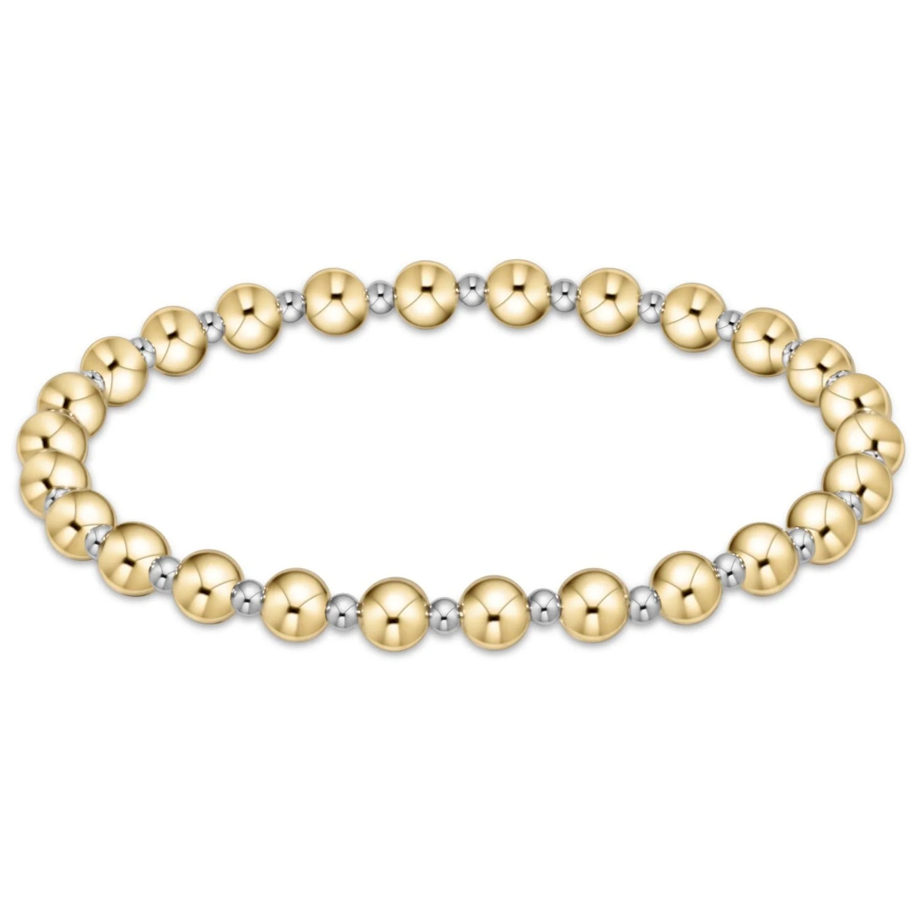 Mixed-metal beaded bracelet with 5mm round gold-tone and silver-tone beads