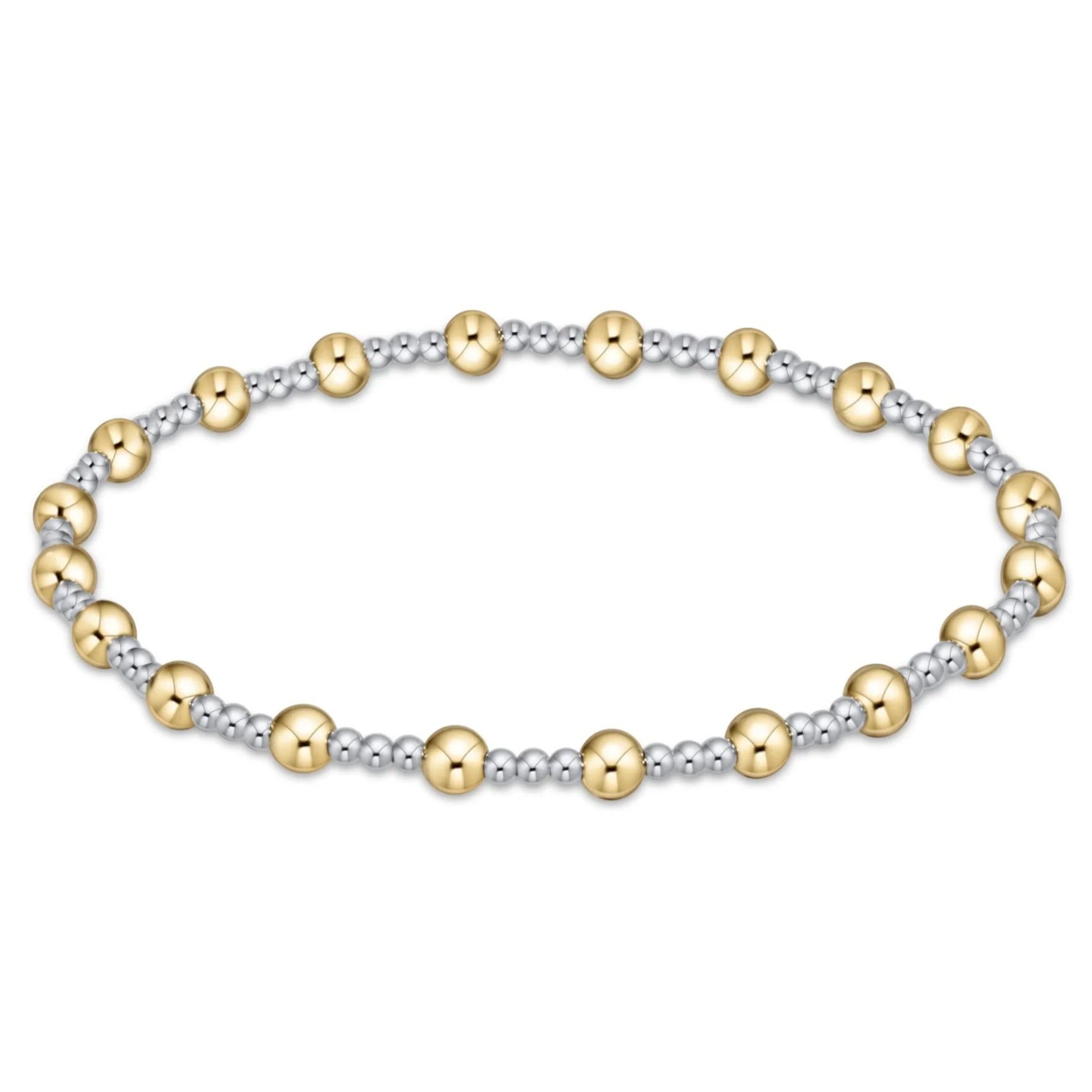 4mm mixed-metal beaded bracelet with alternating gold and silver round beads