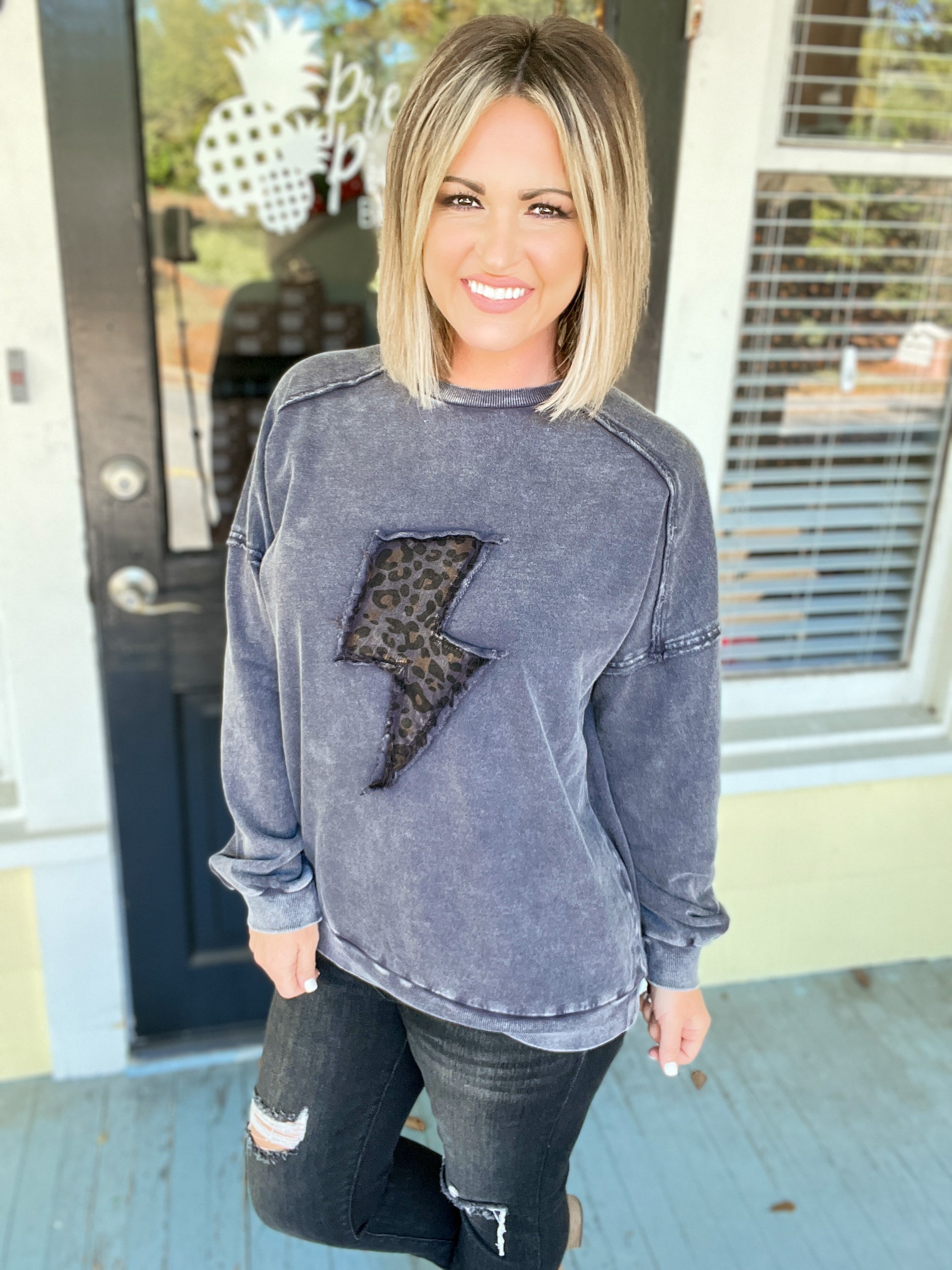 Leopard Lightning Bolt Pullover