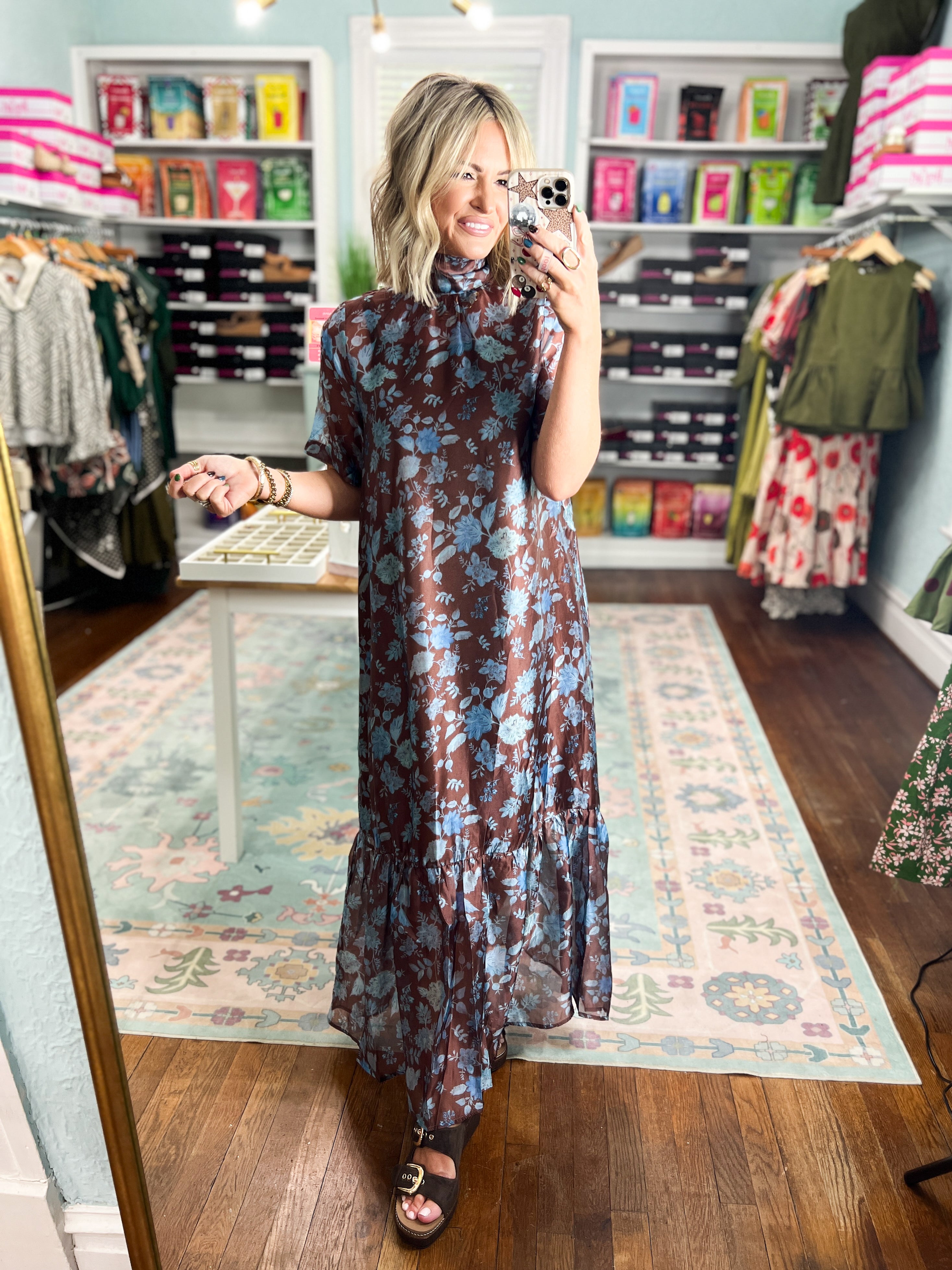 Vintage Elegance Floral Maxi - Brown
