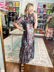 Vintage Elegance Floral Maxi - Brown