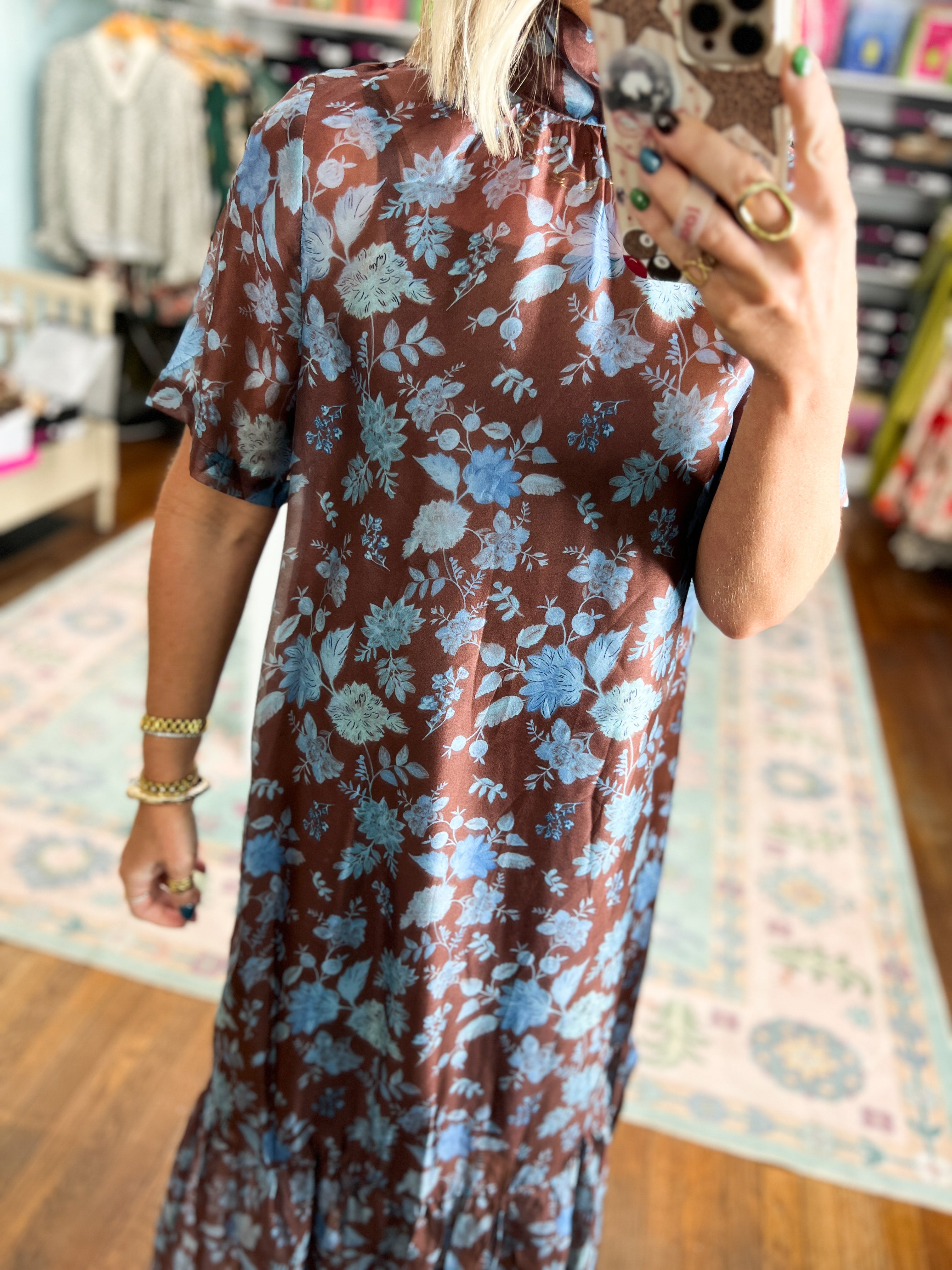 Vintage Elegance Floral Maxi - Brown